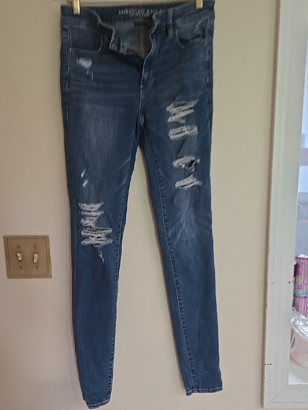 American Eagle Distressed Skinny Jeans - Dark Blue